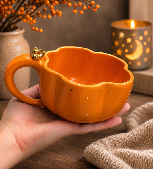 Pumpkin Ceramic Mug with Golden Snail – 400ml